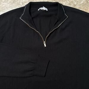 Peter Millar Sweater Mens 2XL Black Merino Wool Quarter Zip Golf Lightweight